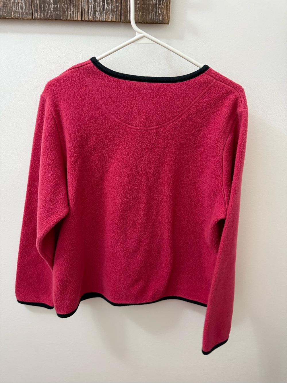 LL Bean Fleece Cardigan Shacket Berry Pink Buttons Pockets Sweater Sz M - Picture 7 of 9